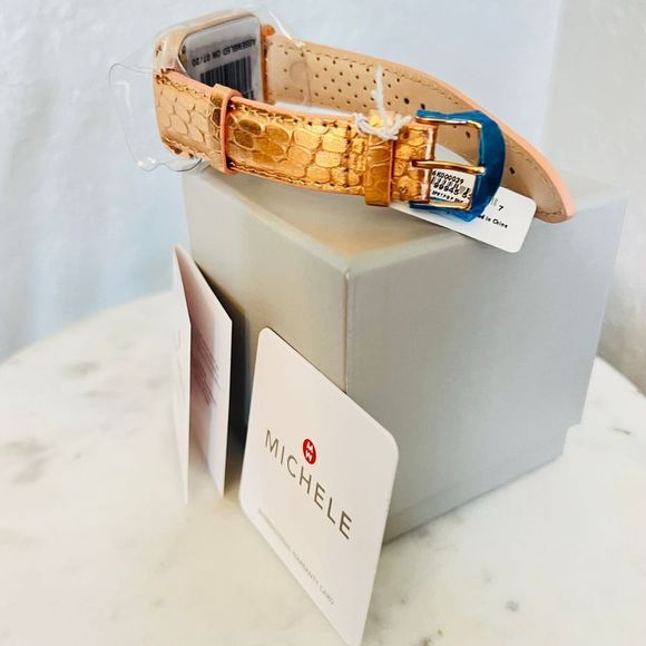 MICHELE Deco Sport Watch Head & Pink Gold Leather Strap Watch, 34mm, NEW IN BOX - Picture 16 of 16